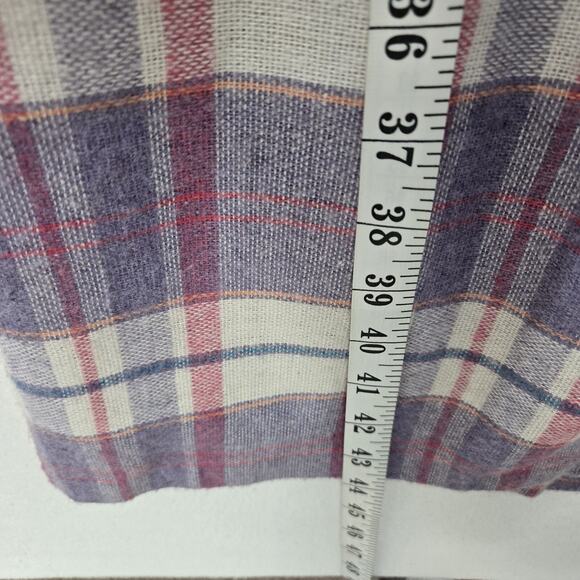 VTG Wool Blend Jumper Skirt Dress Straps Suspenders Purple Pink White Plaid - Picture 14 of 15